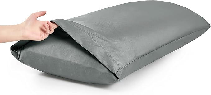 MILVOWOC 2Pcs Brushed Microfiber Body Pillowcases - 20 x 48 Inch, Dark Grey Pillow Case Set Non Slip Envelope Pillow Cover with Moisture Absorption and Anti-Wrinkle