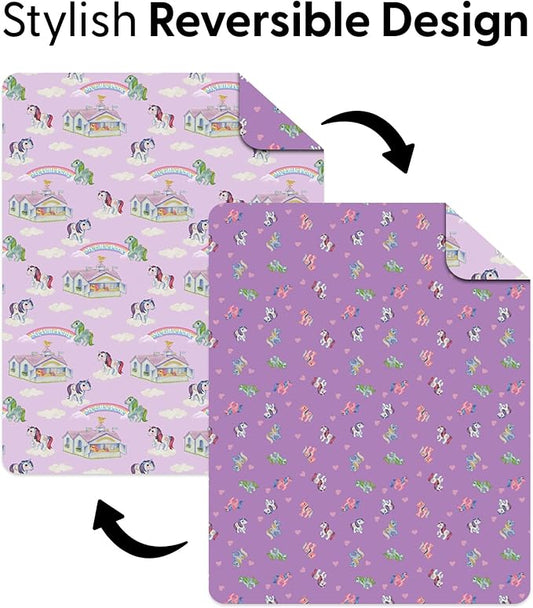 Northwest My Little Pony Vintage Pony Party Quilted Throw Blanket – Official Fleece Blanket Featuring Classic Ponies, Soft Lightweight Bedding for Bed, or Couch, 60 x 80 Inches