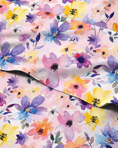 Floral Sheets - Pink Flower Bed Sheet Set - 1 Flat, 1 Fitted & 2 Pillowcases w/ Deep Pockets - Comfy, Cozy, Wrinkle & Fade Free - Boho Botanical Bedding - Soft, Breathable & Cooling - Cal King Set