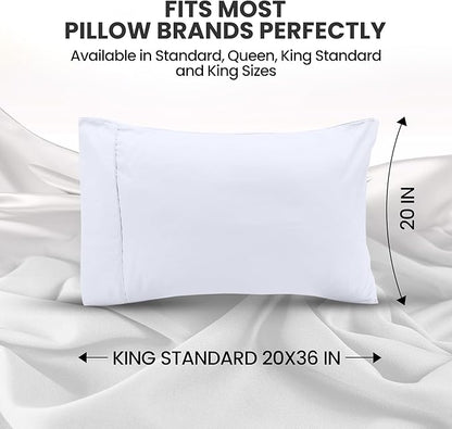 Utopia Bedding Pillow Covers King Standard Size 2-Pack – Soft Brushed Microfiber – Perfect for Hospitals, Hotels, Guest Rooms – Oeko-TEX Certified, 20x36 Inches (White)