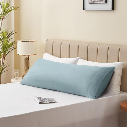 BEDELITE Body Pillow Cover, Rayon Made from Bamboo, Cooling Body Pillow Case Cover for Hot Sleepers and Night Sweats, Breathable & Silky Soft Full Long Pillow Case (Haze Blue, 20x54 Inches)