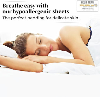 |Twin XL Size Sheet Set | Organically Grown | Ultra Soft & Cooling |100% Viscose | 17" Deep Pocket [White]