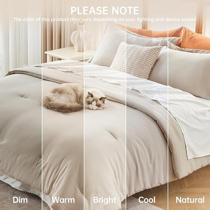 MUXHOMO King Size Comforter Set, All Season Ultra Soft Down Alternative Bedding - 3 Piece Lightweight Bed Set Includes 1 Comforter (104"x90") and 2 Pillow Shams (20"x36"), Linen