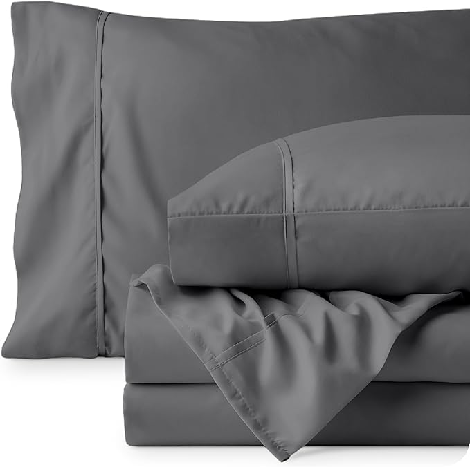 Bare Home RV Bunk Sheet Set - 1800 Ultra-Soft Microfiber RV Bunk Bed Sheets - Double Brushed - Deep Pockets - Easy Fit - 3 Piece Set - Bedding Sheets & Pillowcases (RV Bunk (30x75), Grey)
