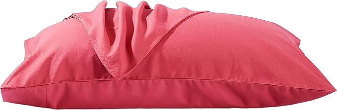 Evolive Ultra Soft Brushed Microfiber Standard Size 20"x30" Pillowcases Pair Set of 2 with Envelope Closure (20"x30" Standard, Fuchisa Red)