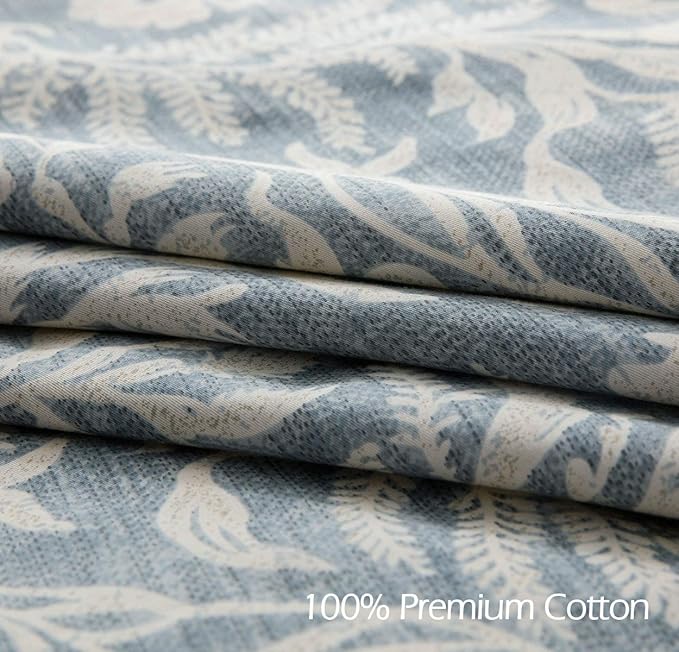 SLEEPBELLA Duvet Cover Twin Size, 600 Thread Count Cotton Beige & Bluish Grey Printed with Luxurious Leaves Pattern Reversible Botanical Comforter Cover Sets, Bedding Set 2Pcs (Twin, Beige Paisley)