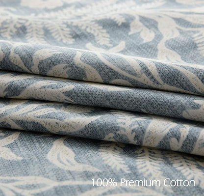 SLEEPBELLA Duvet Cover Twin Size, 600 Thread Count Cotton Beige & Bluish Grey Printed with Luxurious Leaves Pattern Reversible Botanical Comforter Cover Sets, Bedding Set 2Pcs (Twin, Beige Paisley)