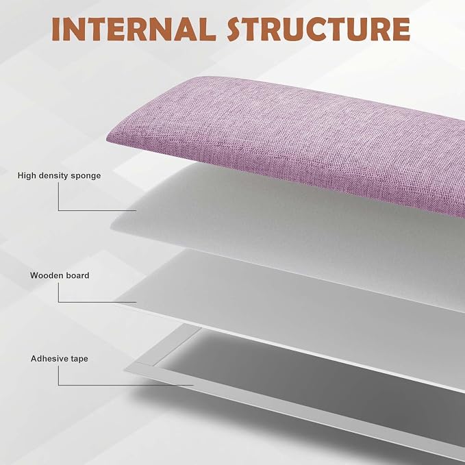 IFNOW Wall Mounted Headboard, Peel and Stick Panels, Dark Pink, King | 3D Soundproof Acoustic Padding, Reusable and Removable Tufted fabric Bed Headboard for bedroom (12 Panels, 10" x 24")