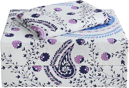 JSD Paisley Floral Printed Sheet Set Twin Size, 3 Piece Soft Pattern Microfiber Sheets Extra Deep Pocket