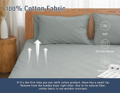 Pillow Cases, King Size Cotton Percale Weave Pillowcases, Pre-Shrunk Breathable and Hypoallergenic Pillowcases, Set of 2 (2 Piece King 20 Inch x 40 Inch, Storm Gray)