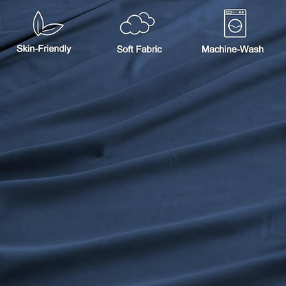 SPRINGSPIRIT Split Top King Sheets Sets for Adjustable Bed, 4 Piece Bed Sheets Set Deep Pockets, Extra Soft and Breathable Bedding Sheets, Navy