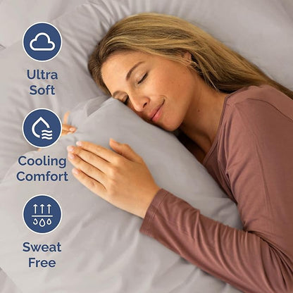Short Queen Size 4 Piece Sheet Set - RV Short Queen, Soft, Breathable & Cooling Bed Sheets Set w/ Deep Pockets - Hotel Luxury Bedding for Women, Men, Kids, Teens, Boys & Girls - Oeko-Tex - Light Grey