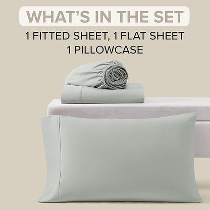 UGG Hedi Twin Sheet Set 3-Piece Luxury Cooling Sheets Deep Pockets Premium Bedding with 1 Pillow Sham Hypoallergenic Machine Washable Soft Lightweight Bed Set for Dorm or Kid Bunk, Twin, Mineral Green