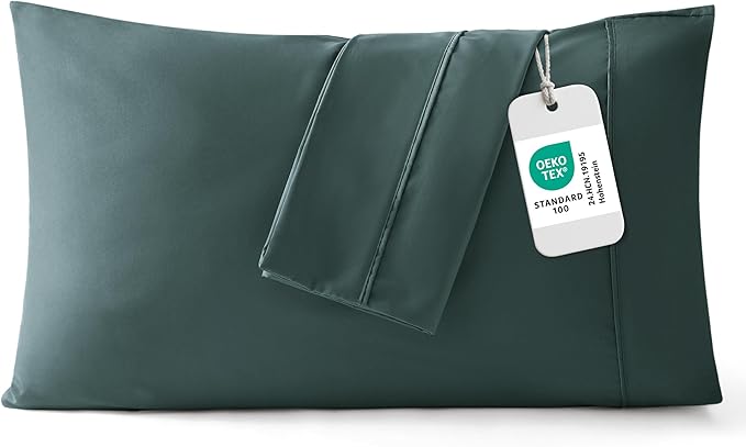 Bedsure Queen Pillow Cases Set of 2 - Forest Green Brushed Microfiber Pillowcase 2 Pack, Super Soft and Cozy Pillow Case Covers with Envelope Closure for Kids, Wrinkle, Fade Resistant, 20x30 Inches
