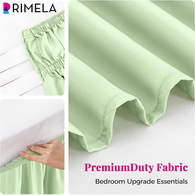RIMELA Bed Skirt Queen Size Baby Green 15 Inch Drop, Wrap Around Elastic Bedskirt, Dust Ruffle for Adjustable Bed Base Soft Durable Fabric Machine Washable Easy to Install Bed Skirts