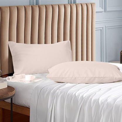 Evolive Ultra Soft Brushed Microfiber Standard Size 20"x30" Pillowcases Pair Set of 2 with Envelope Closure (20"x30" Standard, Ivory)