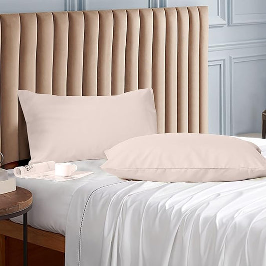 Evolive Ultra Soft Brushed Microfiber Standard Size 20"x30" Pillowcases Pair Set of 2 with Envelope Closure (20"x30" Standard, Ivory)