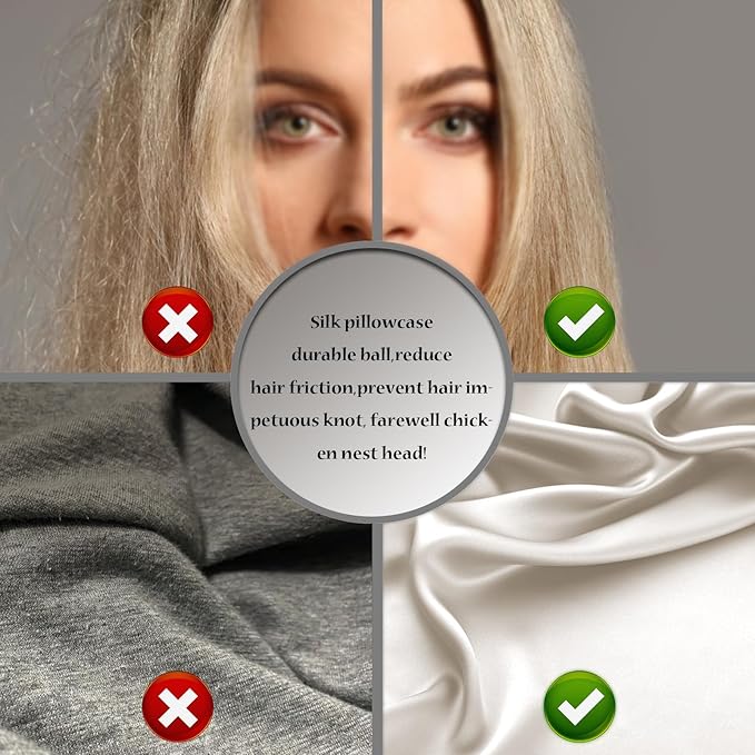 Silk Pillow Cases 2 Pack Soft Breathable and Sliky King Size Pillow Cases Set of 2,Natural Mulberry Silk Pillowcase Set of 2 for Hair and Skin with Hidden Zipper (Beige,20"X 36",2pcs)