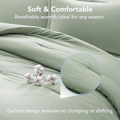 Oversized King Comforter Set SageGreen,3PCS Soft Lightweight Breathable Bedding Comforter for All Season, Oversized King Size(120''×98'' Comforter & 2 Pillowcases)