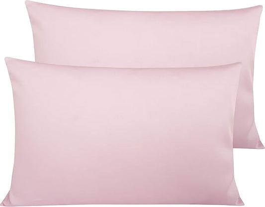 NTBAY Egyptian Cotton Queen Pillowcases - Set of 2, 500 Thread Count Cotton Pillowcases - Soft and Breathable Envelope Closure Pillow Cases - 20x30 Pillow Covers for Bed, Pink