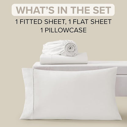 UGG Hedi Twin Sheet Set 3-Piece Luxury Cooling Sheets Deep Pockets Premium Bedding with 1 Pillow Sham Hypoallergenic Machine Washable Soft Lightweight Bed Set for Dorm or Kids Bunk, Twin, White