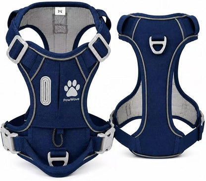No Pull Dog Harness with Hidden AirTag Holder, Reflective Adjustable Vest Harness, Easy On-Off Design, Soft Breathable Mesh for Small Medium Large Dogs (Navy Blue, XL)