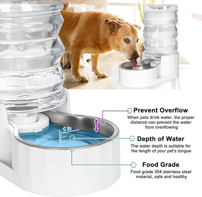 RIZZARI 6.5L Stainless Steel Dog Water Dispenser:Anti Spill for Medium Dogs | Stainless Steel Bowl / No Electricity / Gravity Auto Refill / Stable Base / Easy Cleaning / Home Use