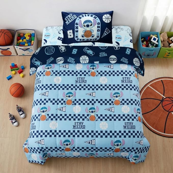 Northwest Disney Lilo & Stitch Twin Comforter Set, Reversible Design Ultra Soft Fade Resistant Microfiber Kids Bedding Set, Officially Licensed | Reversible Design, Ultra Soft, Fade Resistant, Microfiber, Kids Bedding, Officially Licensed