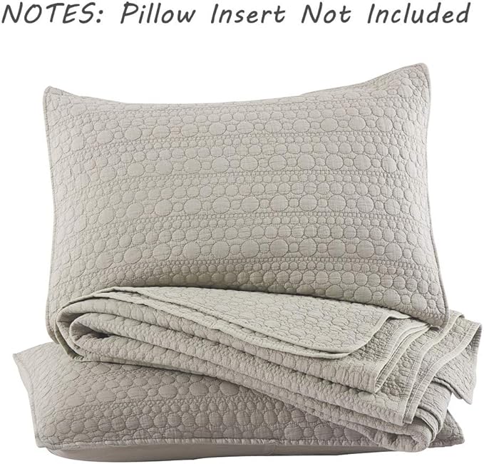 Oversized King Quilt Set, Beige California King Quilt Classic Geometric Spots Stitched Pattern, Stone-Washed Microfiber Ultra Soft Lightweight Quilted Bedspread Cal King for All Season, 3 Pieces