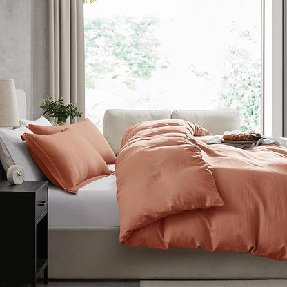 Nestl Twin Duvet Cover Set - Soft Prewashed Rust Duvet Cover Twin/Twin XL, 2 Piece, with Zipper Closure, 1 Duvet Cover 68x90 inches and 1 Pillow Sham