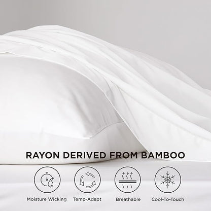 Bedsure Cooling Sheets Twin XL, Rayon Derived from Bamboo, PureWoven, Breathable & Soft Twin XL Sheet Sets, Deep Pocket Up to 16 Inches, Hotel Luxury Silky Dorm Bedding for Hot Sleepers, White