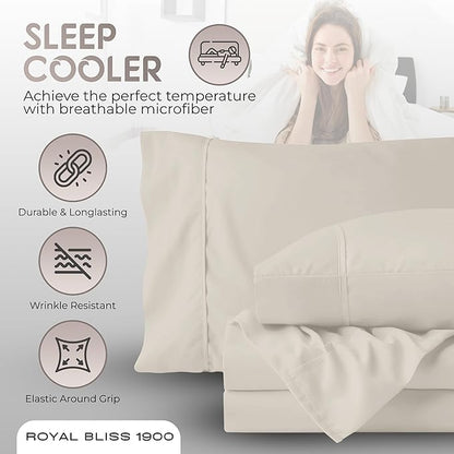 Split California King Sheets Sets - 5 Pcs Set - California King Split Sheet Sets Cal King Split Sheets Sets for Adjustable Bed (Ivory)