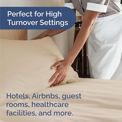 Bulk Case Pack of 12 Sheet Sets - (12) Complete Sheet Sets - Bulk Cal King Bedding - Wholesale Case Pack for Hotels, Spa & Airbnbs - Deep Pocket & Wrinkle Free - Cooling & Breathable - Cal King, Cream