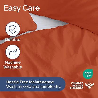 Duvet Cover Full Size Set - Extra Soft Full Duvet Cover 80" x 90" with 2 Pillow Shams - Hotel Luxury, Easy Care & Fade Free w/ Zipper Closures & Ties - All Season, Comfy and Breathable (Terracotta)