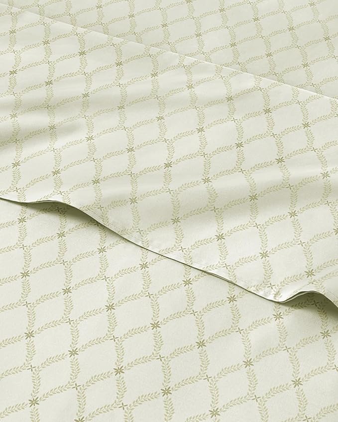 Floral Sheets - Neutral Floral Bed Sheet Set - 1 Flat & 1 Fitted & 2 Pillowcases w/ Deep Pockets - Comfy, Wrinkle & Fade Free Boho Botanical Bedding - Ultra-Soft, Breathable & Cooling - Queen Size