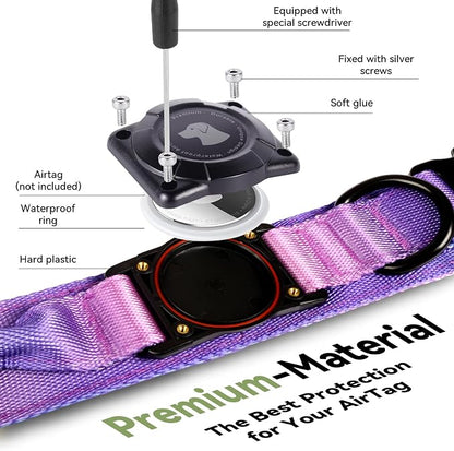 2026 Upgrade Waterproof Tactical AirTag Dog Collar, Built in AirTag Holder | Comfortable Control Handle, Quick Release Metal Buckle, Durable 1000D Nylon, For Medium to Large Dogs, 90s Retro,M