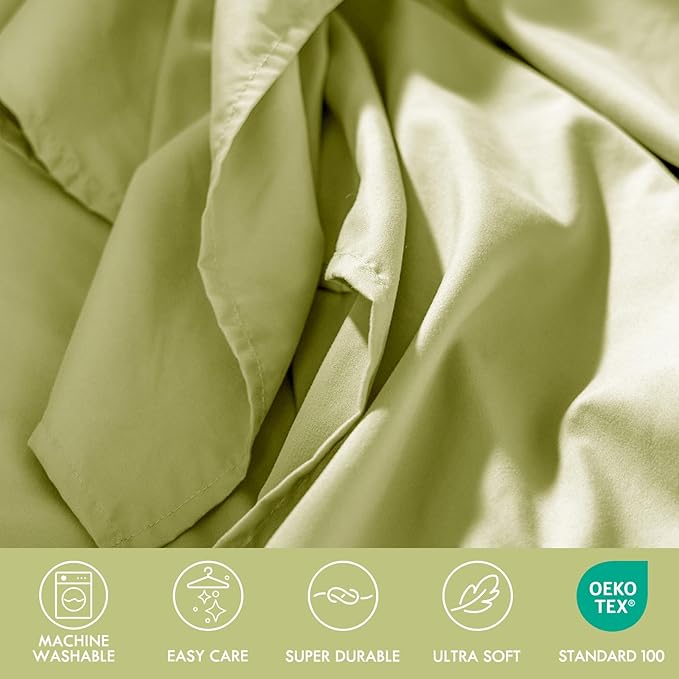 ClevaHome Queen Size Sheet Set - 6 Piece Soft Breathable Luxury Bed Sheet Set - Shrinkage & Fade Resistant Embroidered Bedding Sheet with Deep Pocket, 2 Extra Pillowcases (Queen, Leaf Green)
