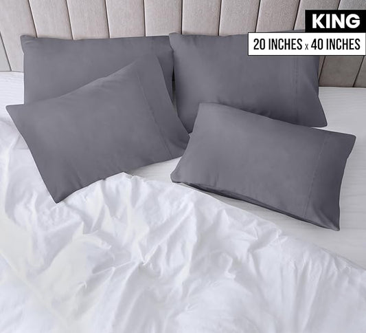 Utopia Bedding King Pillow Cases - 12 Pack - Envelope Closure - Soft Brushed Microfiber Fabric - Shrinkage and Fade Resistant Pillow Covers King Size 20 X 40 Inches (King, Grey)