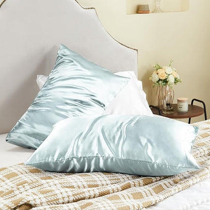 BEDELITE Satin Pillowcase for Hair and Skin, Super Soft and Cooling Similar to Silk Pillow Cases 2 Pack with Envelope Closure, Gift for Women Men(20"x40" King Size, Stone Blue)
