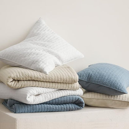 EVERGRACEHOME Cross Stitch Pre-Washed Cotton Quilt Bedding Set King Size, Oversized 3 Pieces Lightweight Bedspread Coverlet for All Season, with 2 Matching Shams, Bright White,118"x106"