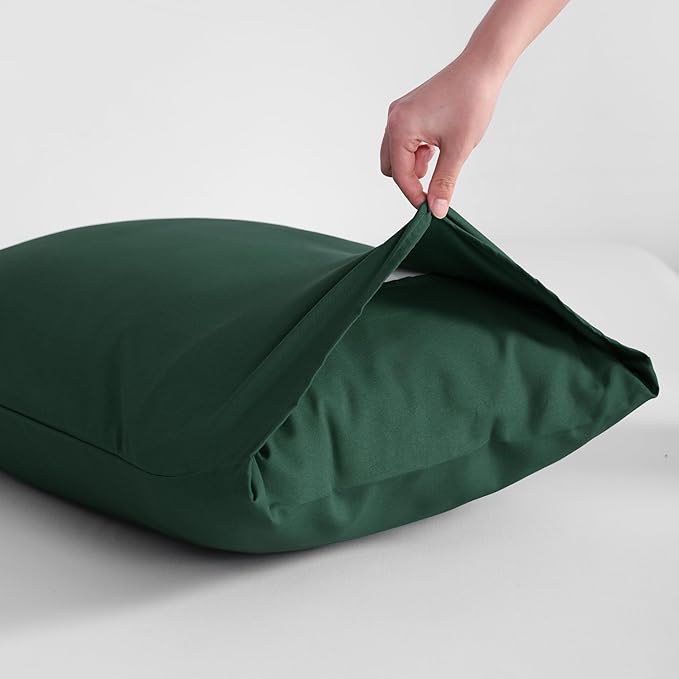 NTBAY Queen Pillowcase Set - 4 Pack Brushed Microfiber 20x30 Pillowcases - Soft, Wrinkle-Free, Fade-Resistant, Stain-Resistant, Dark Green Pillowcases with Envelope Closure - 20x30 Inches, Dark Green