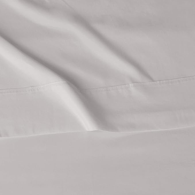 Amazon Basics Lightweight Super Soft Comfortable Breathable Wrinkle Resistant Microfiber 4 Piece Bed Sheet Set with 14-Inch Deep Pockets, Queen, Light Gray, Solid