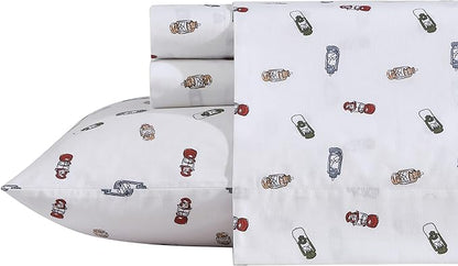 Eddie Bauer - Full Sheets, Cotton Percale Bedding Set, Crisp & Cool Home Decor (Explore Lantern White, Full)