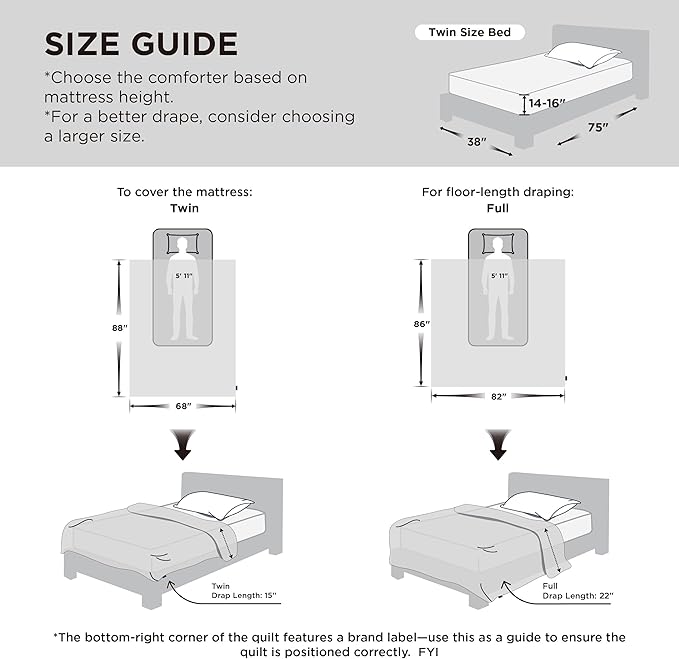 Bedsure Comforter Duvet Insert - Quilted Comforters Twin Size, All Season Duvet, GentleSoft Down Alternative Bedding Blanket, with 8 Tabs, Gifts for Women/Men, Purple, Twin 88 x 68 Inches