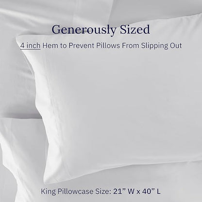 California Design Den Premium King Pillow Covers Set of 2-600 Thread Count Sateen, Natural 100% Cotton Pillow Cases King, Crisp, Durable Bedding - Light Silver
