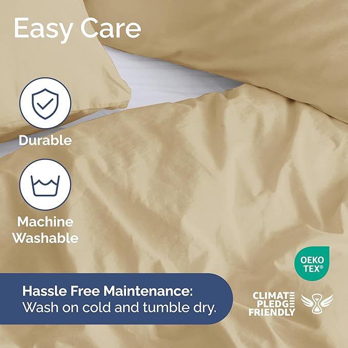 Duvet Cover Full Size Set - Extra Soft Full Duvet Cover 80" x 90" with 2 Pillow Shams - Hotel Luxury, Easy Care and Fade Free w/ Zipper Closures & Ties - All Season, Comfy, Cozy & Breathable (Beige)