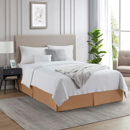 Nestl Light Brown Bed Skirt King Size - King Bed Skirt 14 Inch Drop - Brushed Microfiber Bed Skirts - Hotel Quality Pleated Bed Skirt - Shrinkage & Fade Resistant