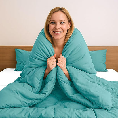 Pure Bedding Duvet Cover Twin/Twin XL Size - 2 Pieces Extra Soft Bedding Set, Includes 1 Twin Duvet Cover 68x90 Inches with Zipper Closure & 1 Pillow Sham, Comforter Not Included, Aqua