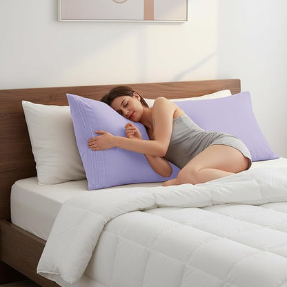 Elegant Comfort Luxury Ultra-Soft 1-Piece Body Pillowcase - 1500 Premium Hotel Quality Microfiber Double Brushed - Wrinkle Resistant, Body Pillowcase Size, Lilac