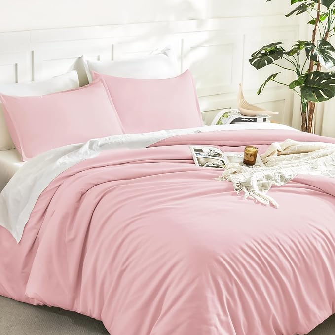 Litanika Pink Twin/Twin XL Comforter Set, 2 Pieces Girls Teen Kids Cute Soft Solid Bedding Comforter Set, All Season Bed Set (66x90In Comforter & 1 Pillowcase)